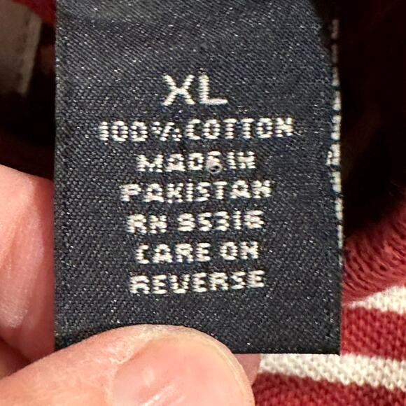 OU University of Oklahoma Men’s XL Red and White Striped Short Sleeve Polo Shirt - Picture 3 of 8